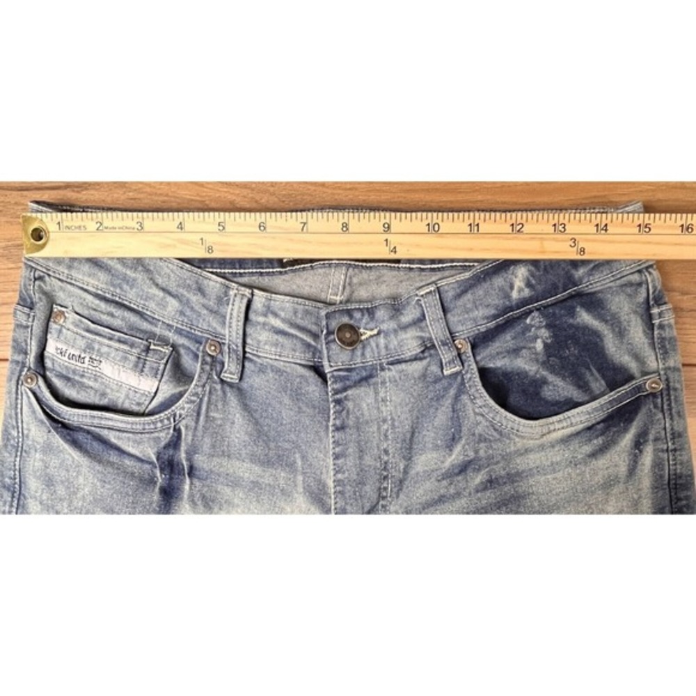 Ecko Unltd Jeans Mens 30 Blue Denim Cotton Stretch Mid Rise Straight Leg Zip Fly - Picture 11 of 15